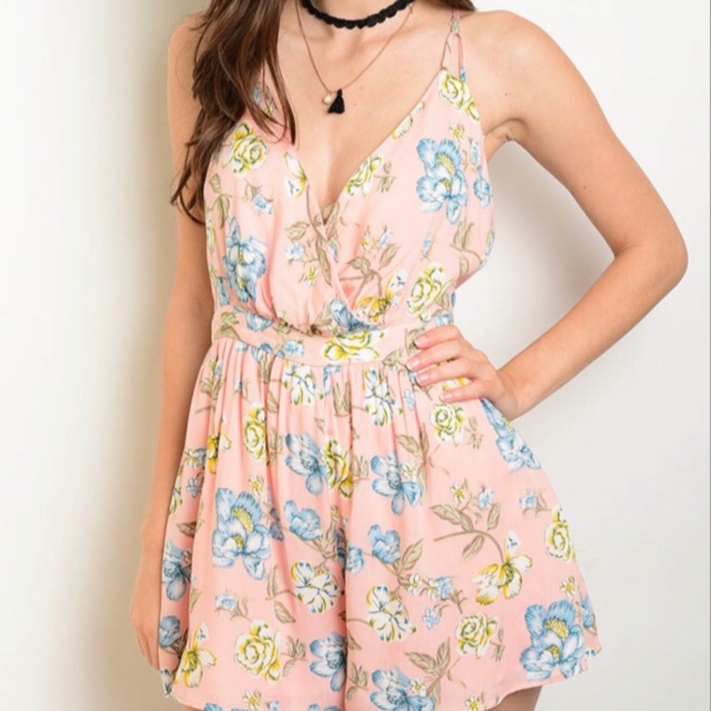 Peach Floral Romper